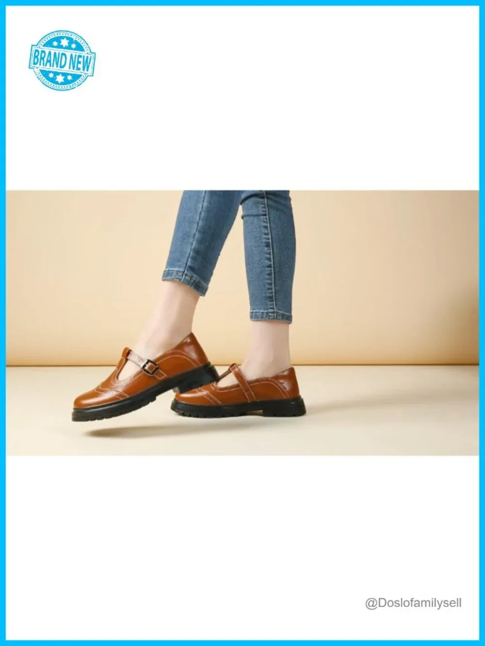 Women Platform Mary Jane Oxford Shoes Faux Leather T-Strap Buckle